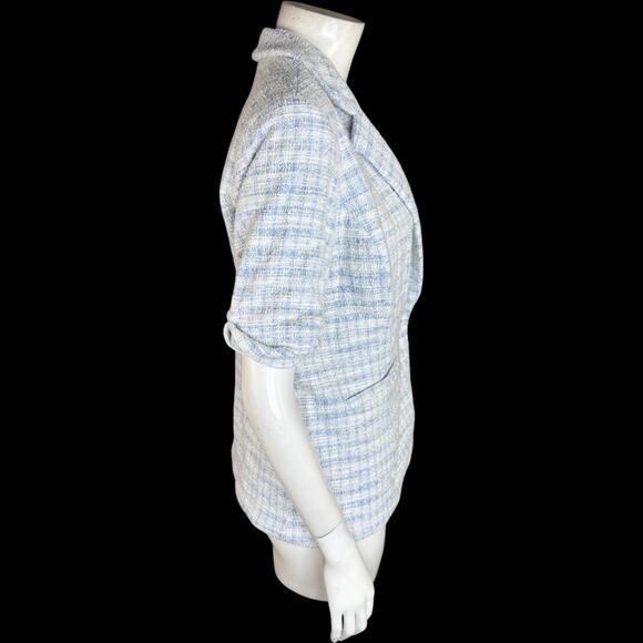 GRAVER Susan Graver Knit Tweed Short Sleeve Blazer Wind Blue Small Career - Picture 6 of 14